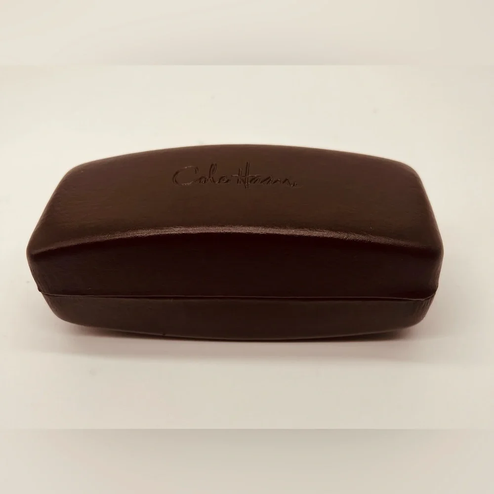 Cole Haan dark brown faux leather large sunglass case unisex